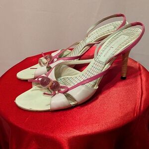 Christian Lacroix Pale and Hot Pink Beaded Slingback Heels